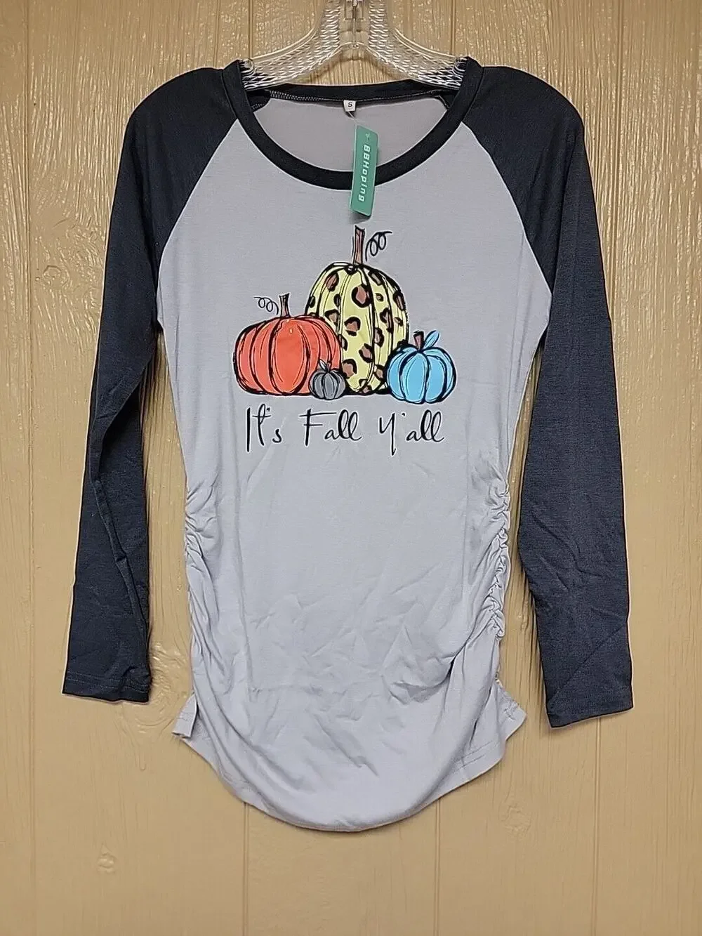 BB Hoping Long Sleeve Maternity Tunic Stretch Top Gray 